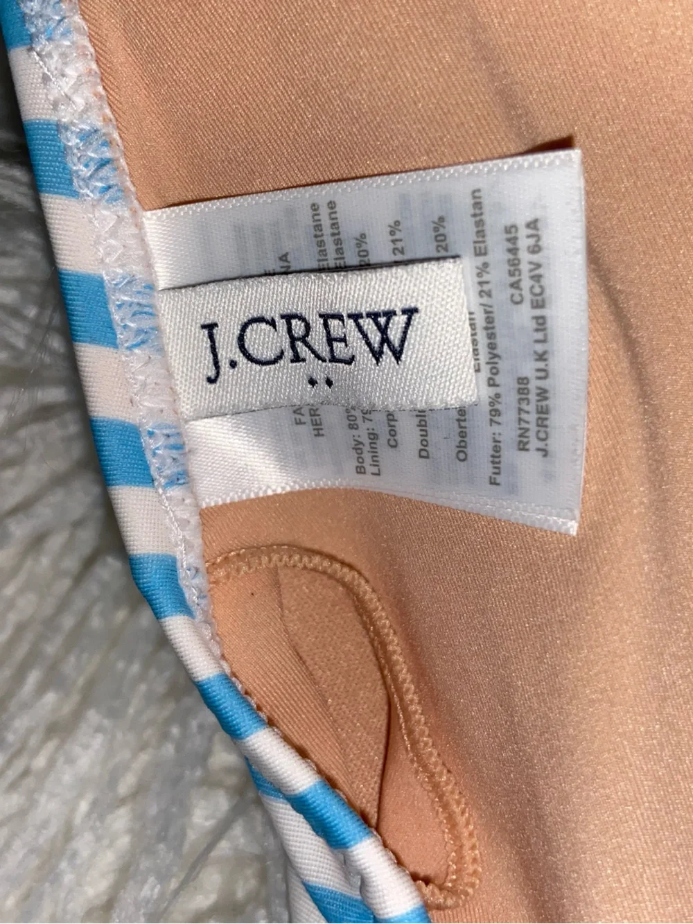 J. Crew Blue & White Striped Bralette Bikini Top